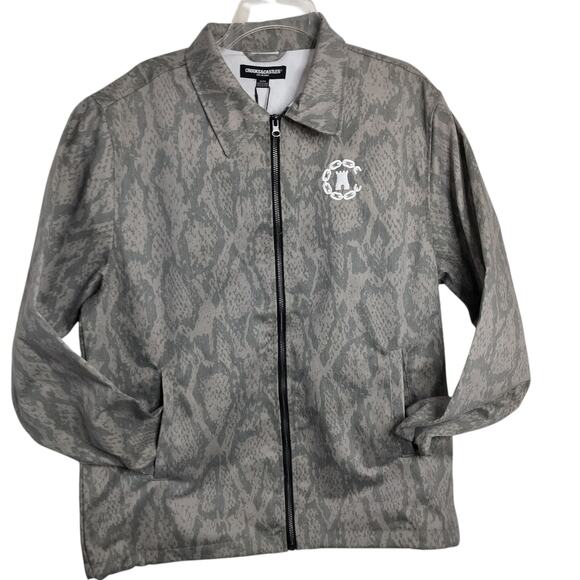 M1050) Crooks & Castles Camo Snake Skin Twill Military Zip Up Shacket Medium - Picture 3 of 12